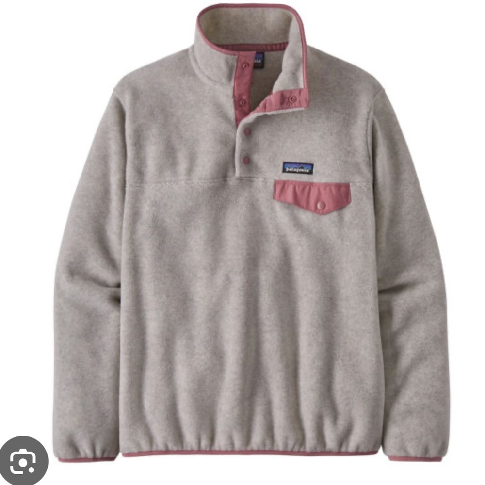PATAGONIA LIGHTWEIGHT SYNCHILLA OATMEAL HEATHER W/LIGHT STAR PINK